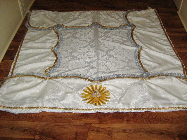 Processional Canopy in White Jacquard